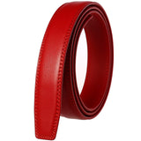 3.1cm Men's Leather Belt without Buckle  for Automatic Buckle Cow Genuine Leather Belt No Buckle Body Mart Lion Red 105CM 