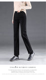 Straight Fleece Jeans Women Autumn Winter High Waist Casual Vintage Elasticity Velvet jeans Denim Trousers Mart Lion   