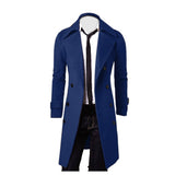 Trench Coat Men Autumn Jacket Self-Cultivation Solid Color Double-Breasted Jacket Mart Lion Blue M 