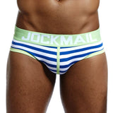 Men's Underwear Briefs Jockstrap Pouch Cuecas Cotton Stripe Panties Thongs Underpants Mart Lion JM309GREEN M(27-30 inches) 