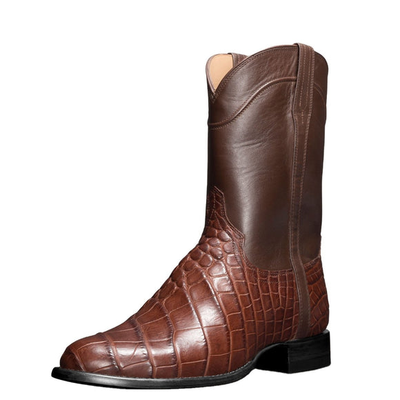  Design Cowboy Boots Black Brown Faux Leather Ankle Retro Men's Crocodile Pattern Western Footwear Mart Lion - Mart Lion