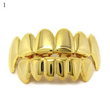 Hip Hop Gold Teeth Grillz Set Top Bottom Tooth Grills Dental Mouth Punk Teeth Caps Cosplay Party Rapper Jewelry Hot MartLion 1  
