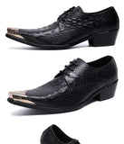 Autumn Men Tip Increase Lace High-heeled banquet Social contact Leather shoes Luxury Model Show Party Wedding Mart Lion   