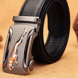 Belt Men's Genuine Leather Pure Cowhide Automatic Buckle Young People Trend Belt Casual Trouser Mart Lion Black China 70cm