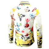Baroque 3D Print Floral Shirts Men's Long Sleeve Luxury Designer Butterfly Ladybug Chemise Tops Vintage