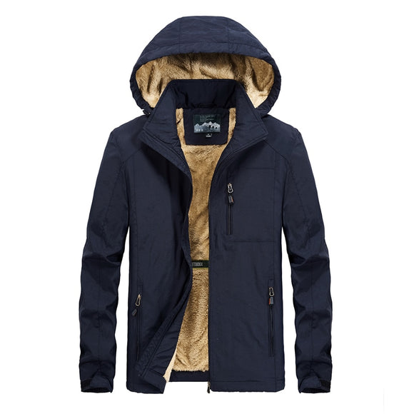 Winter Parkas Men's Warm Streetwear Casual Windbreaker Plus Velvet Bomber Jacket Detachable Hat Hooded Cotton-Padded Coats Mart Lion 8689H-Dark Blue M 