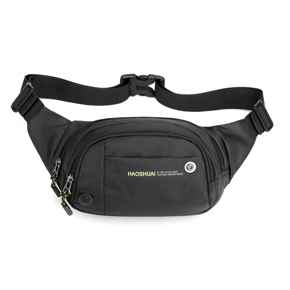 Casual Waterproof Running Men's Belt Purse Nylon Outdoor Waist Bag Travel Phone Pouch Messenger Pouch Chest Bags Mart Lion Black Waist Bag  