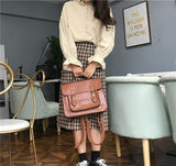 Korean preppy style student school bag pu leather female messenger bags vintage multifunctional Women shoulder ladies Totes Mart Lion   