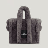 Luxury Faux Fur Tote Bag Designer Soft Plush Women Handbags Pluffy Shoulder Crossbody Bags Warm Winter Big Shopper Purses Mart Lion Gray  