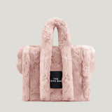Luxury Faux Fur Tote Bag Designer Soft Plush Women Handbags Pluffy Shoulder Crossbody Bags Warm Winter Big Shopper Purses Mart Lion Pink  
