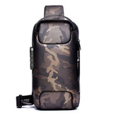 MEN'S Waterproof USB Oxford Crossbody Bag Anti-theft Shoulder Sling Bag Multifunction Short Travel Messenger Chest Pack For Male Mart Lion camouflage 16 x 11 x 33 cm China