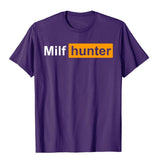 MILF Hunter Funny Adult Humor Joke For Men's Who Love Milfs Graphic Top T-Shirts Cotton Holiday Tight Adult Mart Lion   