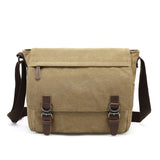 Men's Canvas Messenger Bag Vintage brand Casual Travel Shoulder Crossbody Bag Bolso Hombre Retro Mart Lion khaki small 