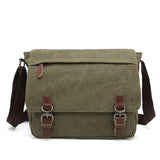 Men's Canvas Messenger Bag Vintage brand Casual Travel Shoulder Crossbody Bag Bolso Hombre Retro Mart Lion army green small 