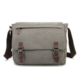 Men's Canvas Messenger Bag Vintage brand Casual Travel Shoulder Crossbody Bag Bolso Hombre Retro Mart Lion gray small 