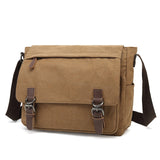 Men's Canvas Messenger Bag Vintage brand Casual Travel Shoulder Crossbody Bag Bolso Hombre Retro Mart Lion brown small 