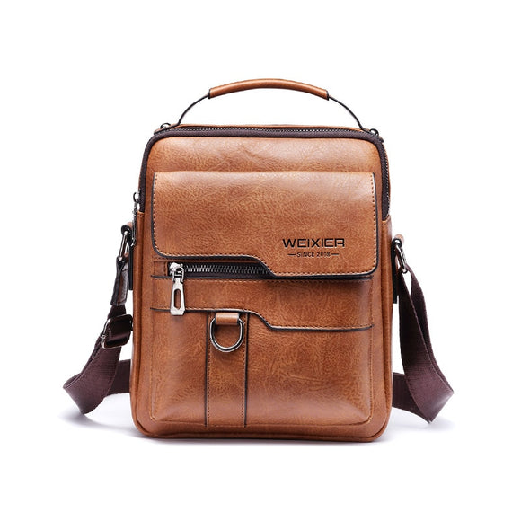 Men's Crossbody Bag Shoulder Bags Vintage Handbags Large Capacity PU Leather Bag Messenger Tote Bag purse Mart Lion BROWN  