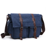 Men's Messenger Bags Shoulder vintage Canvas Crossbody Pack Retro Casual Office Travel Mart Lion blue big  