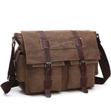 Men's Messenger Bags Shoulder vintage Canvas Crossbody Pack Retro Casual Office Travel Mart Lion coffee big  