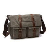 Men's Messenger Bags Shoulder vintage Canvas Crossbody Pack Retro Casual Office Travel Mart Lion gray big  