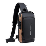 Men's Multifunction Anti-theft USB Shoulder Bag Crossbody Travel Sling Chest Bags Pack Messenger Pack Mart Lion Black and brown China 