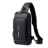 Men's Multifunction Anti-theft USB Shoulder Bag Crossbody Travel Sling Chest Bags Pack Messenger Pack Mart Lion Black China 