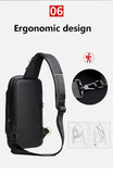 Men's Multifunction Anti-theft USB Shoulder Bag Crossbody Travel Sling Chest Bags Pack Messenger Pack Mart Lion   