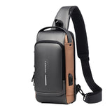 Men's Multifunction Anti-theft USB Shoulder Bag Crossbody Travel Sling Chest Bags Pack Messenger Pack Mart Lion Gray and brown China 