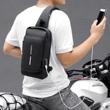 Men's Multifunction Anti-theft USB Shoulder Bag Crossbody Travel Sling Chest Bags Pack Messenger Pack Mart Lion   