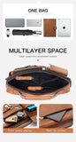 Men's Shoulder Bag Portable PU Leather Handbag Briefcase Travel Crossbody Bags Qualit Mart Lion   