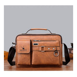 Men's Shoulder Bag Portable PU Leather Handbag Briefcase Travel Crossbody Bags Qualit Mart Lion   