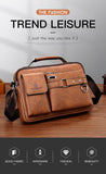 Men's Shoulder Bag Portable PU Leather Handbag Briefcase Travel Crossbody Bags Qualit Mart Lion   