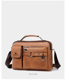 Men's Shoulder Bag Portable PU Leather Handbag Briefcase Travel Crossbody Bags Qualit Mart Lion   