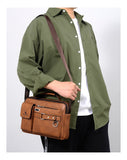 Men's Shoulder Bag Portable PU Leather Handbag Briefcase Travel Crossbody Bags Qualit Mart Lion   