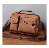 Men's Shoulder Bag Portable PU Leather Handbag Briefcase Travel Crossbody Bags Qualit Mart Lion   