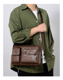 Men's Shoulder Bag Portable PU Leather Handbag Briefcase Travel Crossbody Bags Qualit Mart Lion   