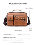 Men's Shoulder Bag Portable PU Leather Handbag Briefcase Travel Crossbody Bags Qualit Mart Lion   