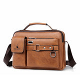 Men's Shoulder Bag Portable PU Leather Handbag Briefcase Travel Crossbody Bags Qualit Mart Lion   