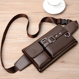 Men's Shoulder Bag Portable PU Leather Handbag Briefcase Travel Crossbody Bags Qualit Mart Lion 8117 Brown 28 X 8 X 19 CM 