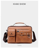 Men's Shoulder Bag Portable PU Leather Handbag Briefcase Travel Crossbody Bags Qualit Mart Lion   