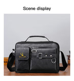 Men's Shoulder Bag Portable PU Leather Handbag Briefcase Travel Crossbody Bags Qualit Mart Lion   