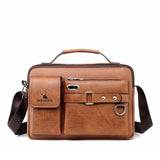 Men's Shoulder Bag Portable PU Leather Handbag Briefcase Travel Crossbody Bags Qualit Mart Lion 234 Light Brown 28 X 8 X 19 CM 