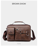 Men's Shoulder Bag Portable PU Leather Handbag Briefcase Travel Crossbody Bags Qualit Mart Lion   