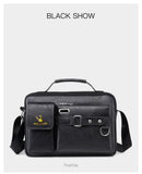 Men's Shoulder Bag Portable PU Leather Handbag Briefcase Travel Crossbody Bags Qualit Mart Lion   