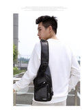 Men's USB Chest Bag Designer Messenger Crossbody Package PU Leather Shoulder Bags Package Travel Chest Bag Bolso Hombre Mart Lion   