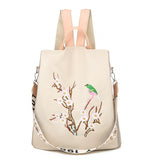 Multifunctional Anti-theft Backpacks Oxford Shoulder Bags for Teenagers Girls Large Capacity Travel School Bag Mart Lion Embroidery-khaki2 China 