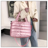  Women Winter Handbags Mobile Space Glossy Female Down Bags Cotton-padded Jacket Shoulder Handbag Items Mart Lion - Mart Lion