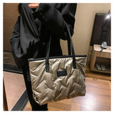 Winter Tote Bags Space Down Handbags for Women Female Purses Cotton-padded Jacket Rhombic Embroidered Shoulder Bag Bolso Mujer Mart Lion   
