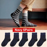 5pair Winter Thick Socks Men Super Thicker Solid Sock Striped Merino Wool Rabbit Against Cold Snow Winter Warm Mart Lion style 02 navy  
