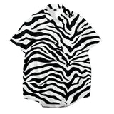 Oversized Zebra Leopard Shirt Men's Lapel Button Short Sleeve Casual Loose Hawaiian Vacation Street Shirt